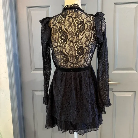 Zara Black Lace Long Sleeve Dress - Picture 4 of 7